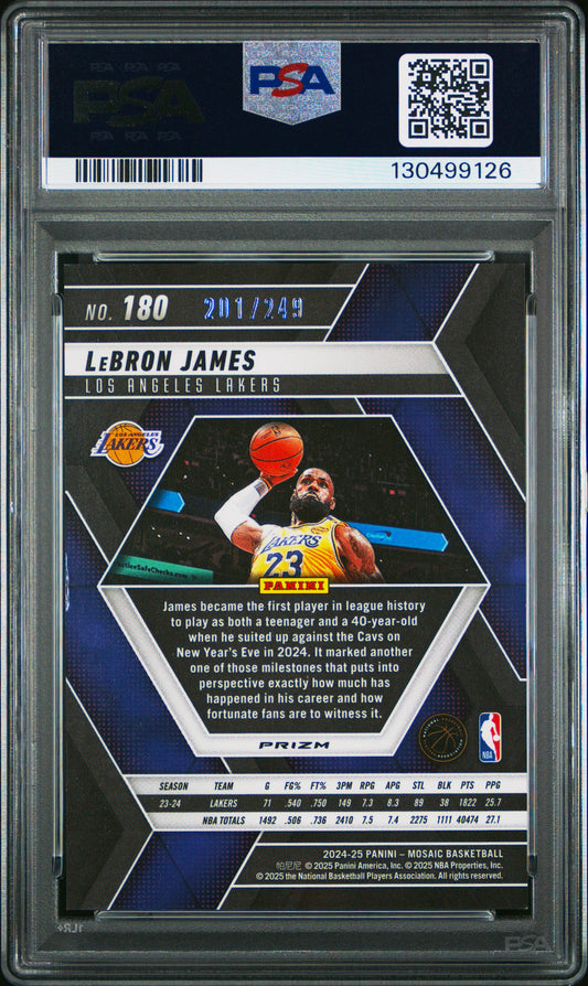 2024-25 Panini Mosaic #180 LeBron James Orange Mosaic PSA 8 #/249