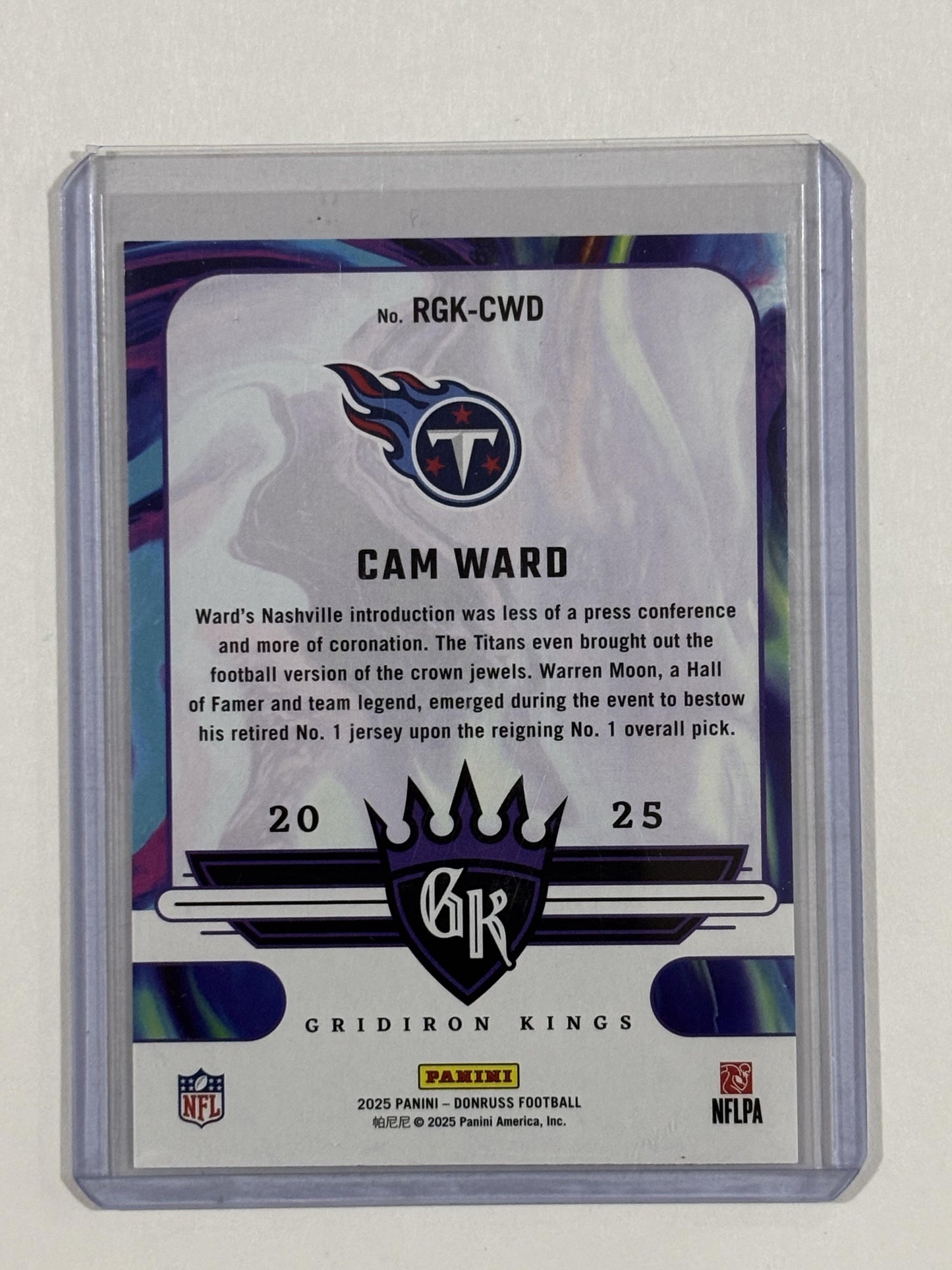 2025 Donruss #RGK-CWD Cam Ward Rookie Gridiron Kings