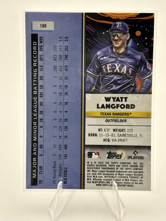 2025 Topps Chrome Cosmic #189 Wyatt Langford
