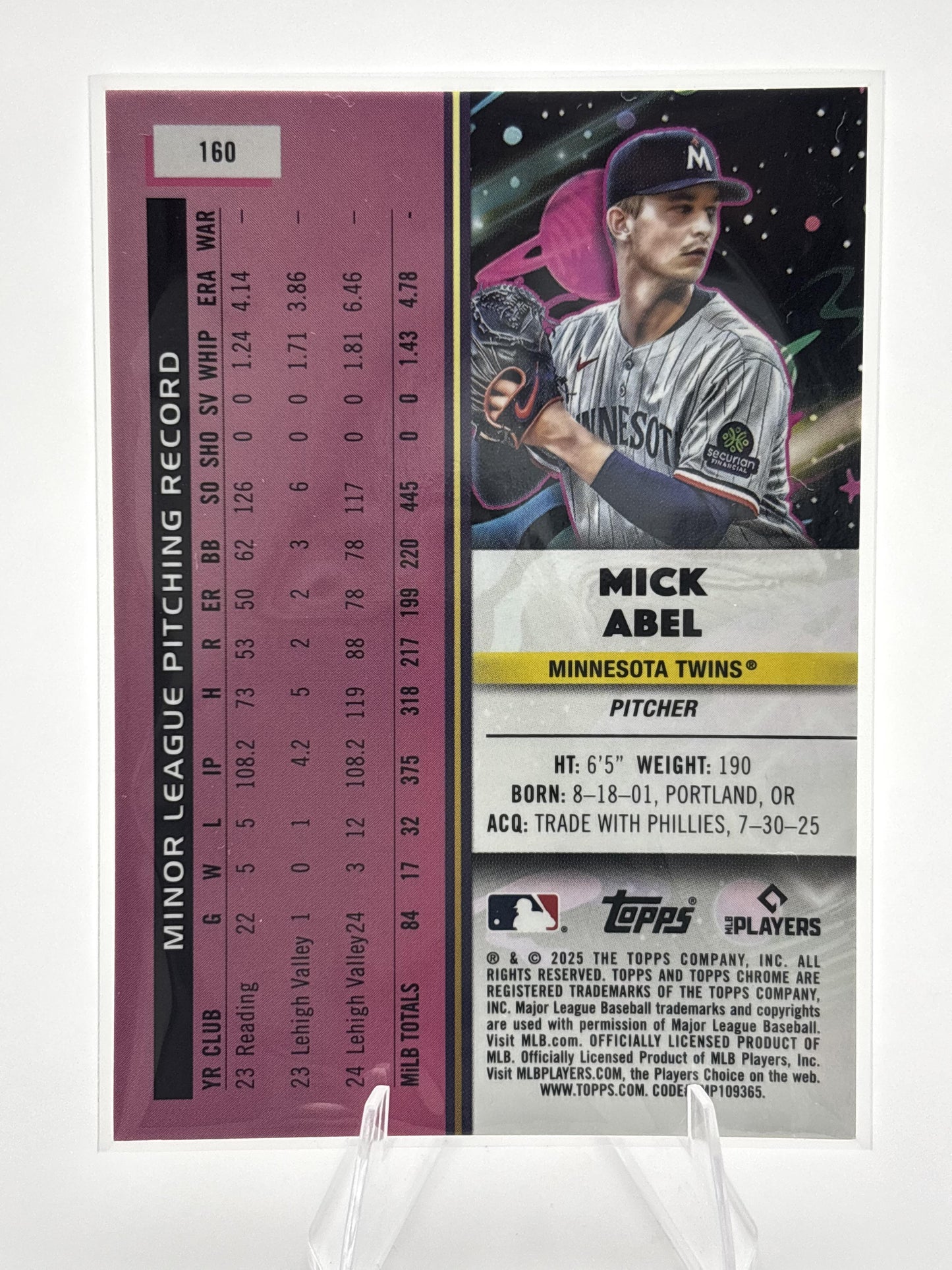 2025 Topps Chrome Cosmic #160 Mick Abel