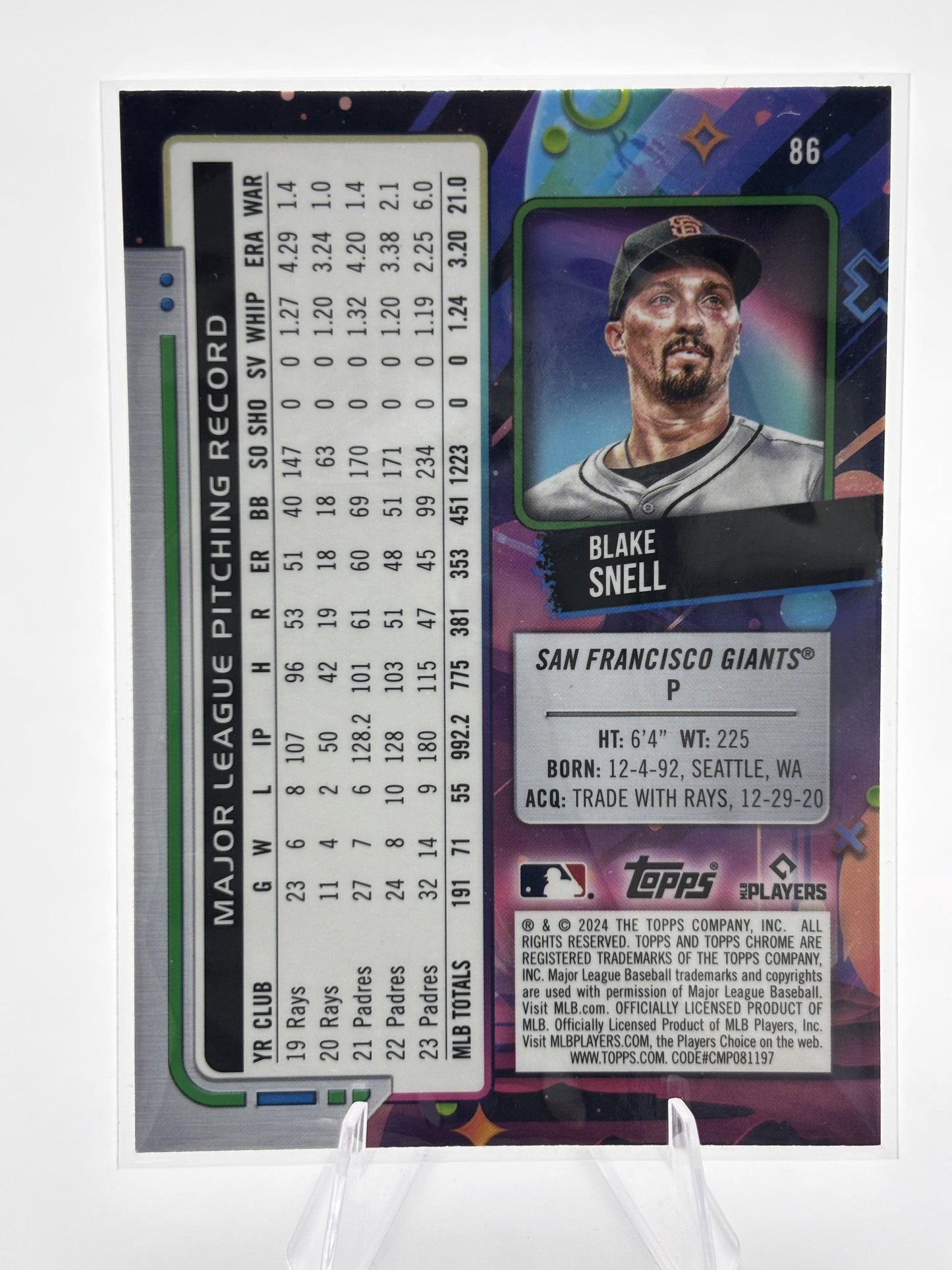 2024 Topps Chrome Cosmic #86 Blake Snell