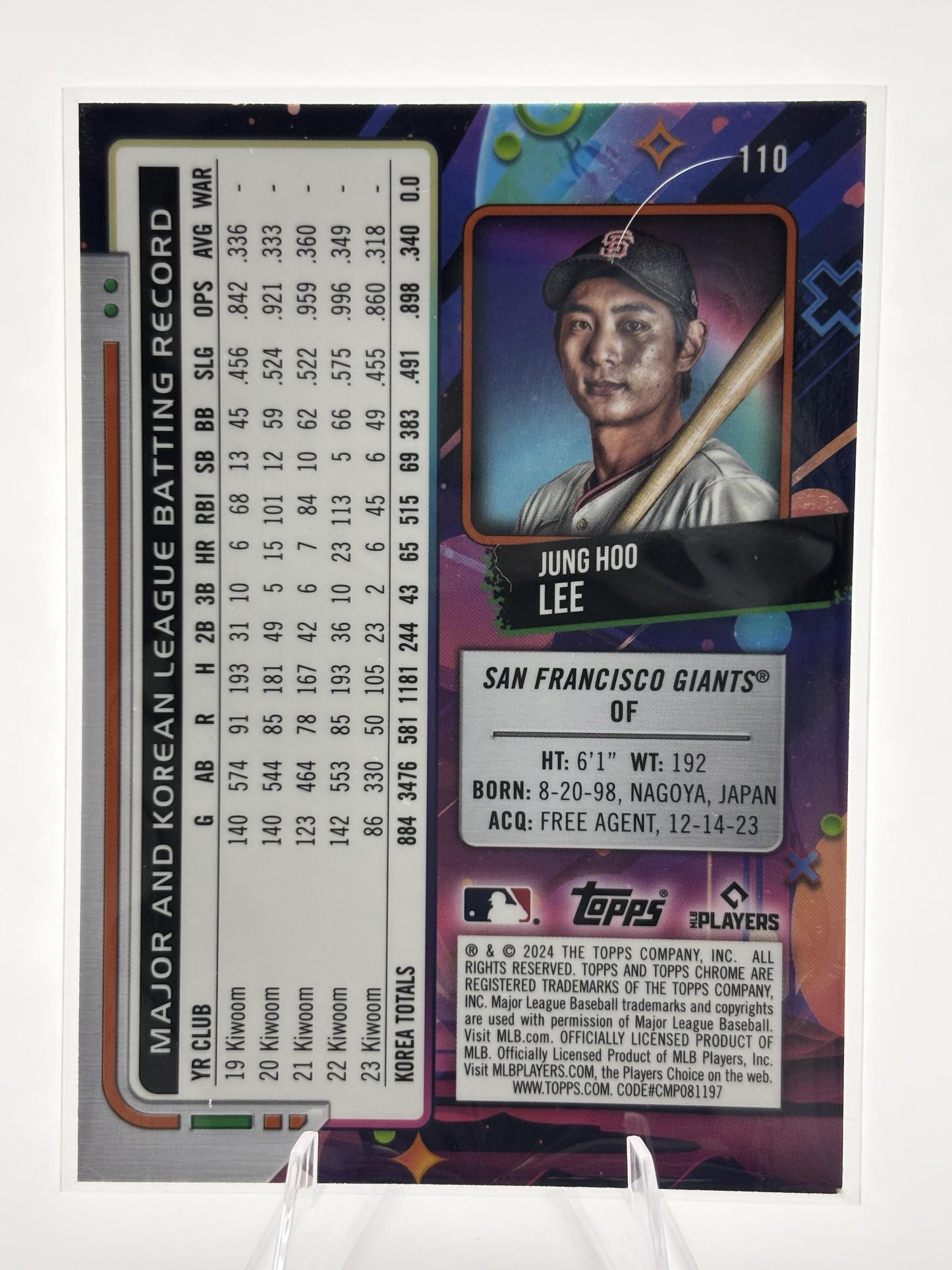 2024 Topps Chrome Cosmic #110 Jung Hoo Lee