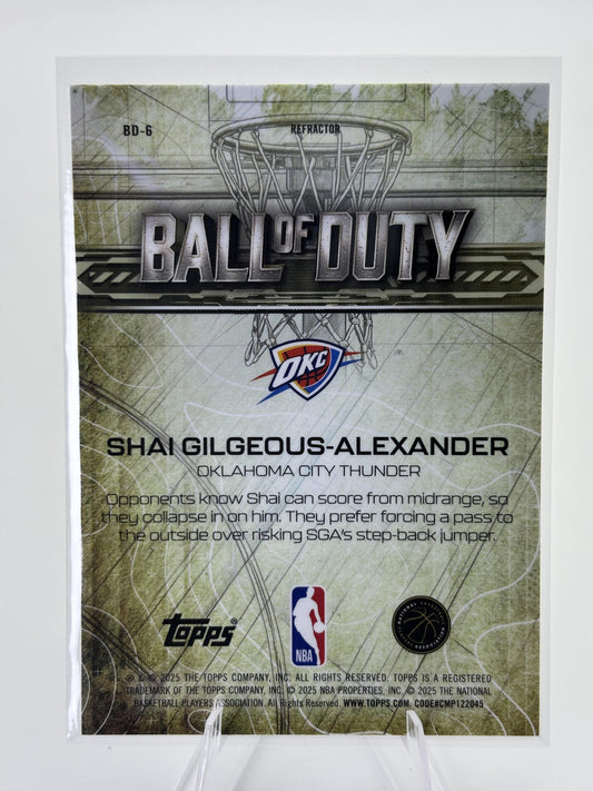 2025-26 Topps Chrome #BD-6 Shai Gilgeous-Alexander Ball of Duty Refractor