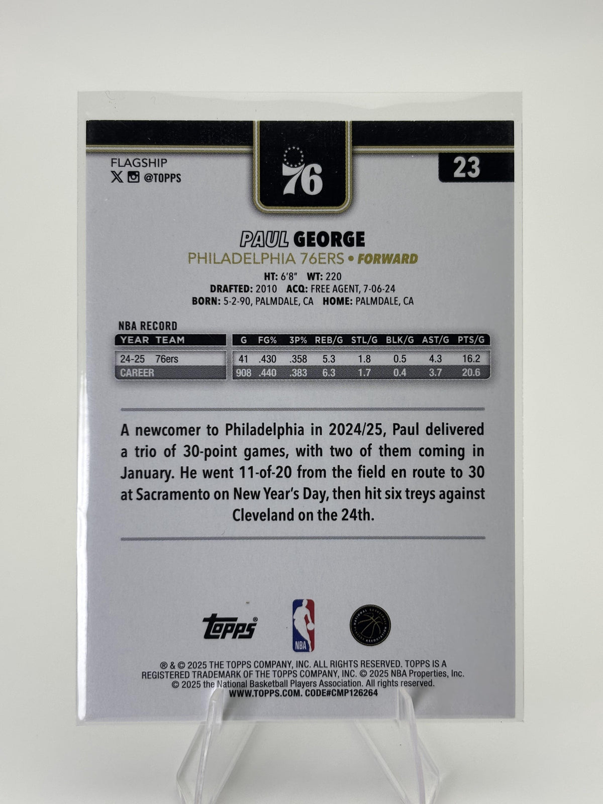 2025-26 Topps #23 Paul George Blackout
