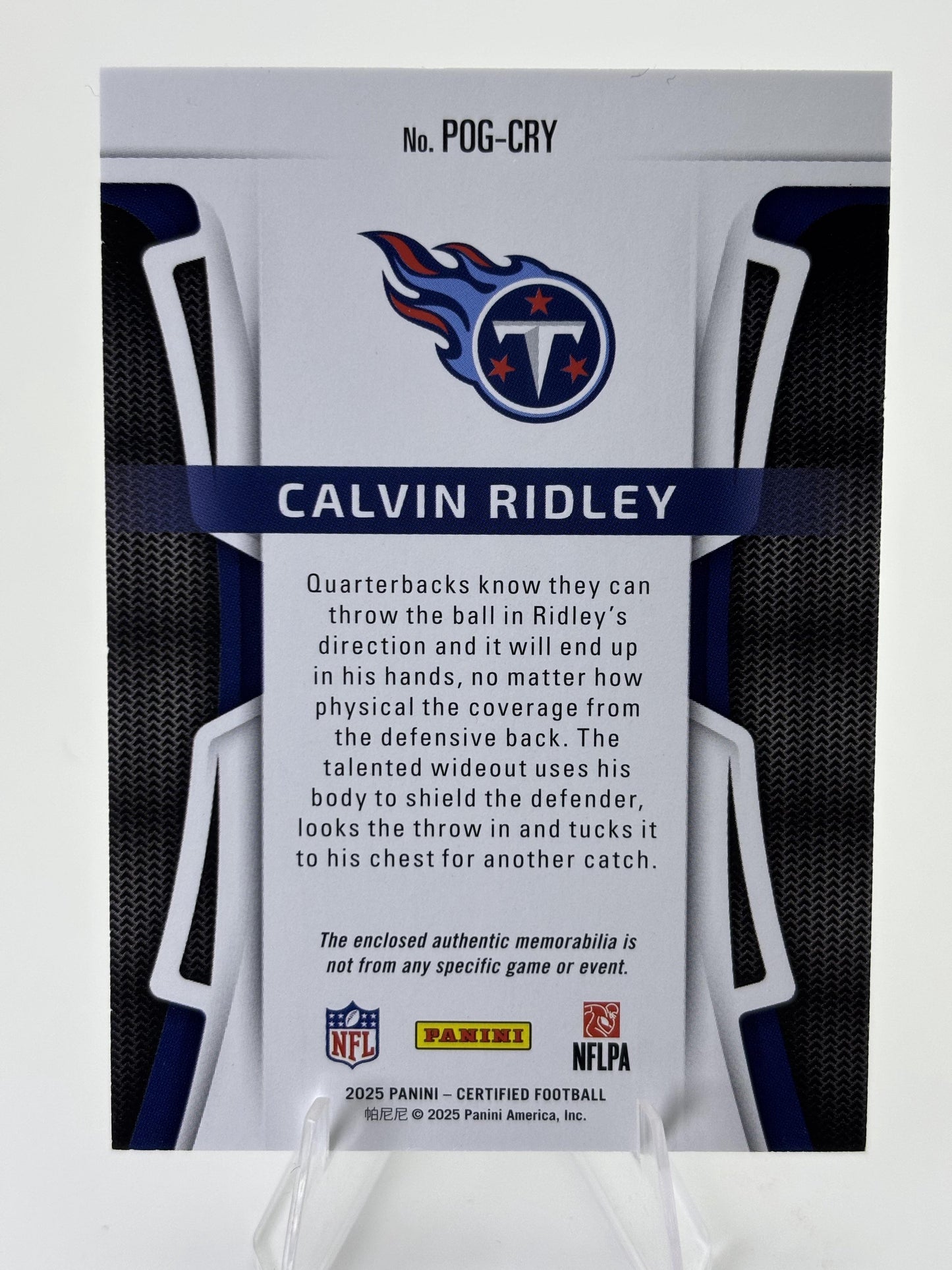 2025 Panini Certified #POG-CRY Calvin Ridley Piece of the Game #/299