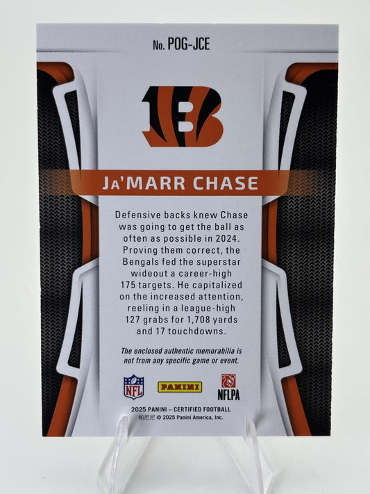 2025 Panini Certified #POG-JCE Ja'Marr Chase Piece of the Game #/299