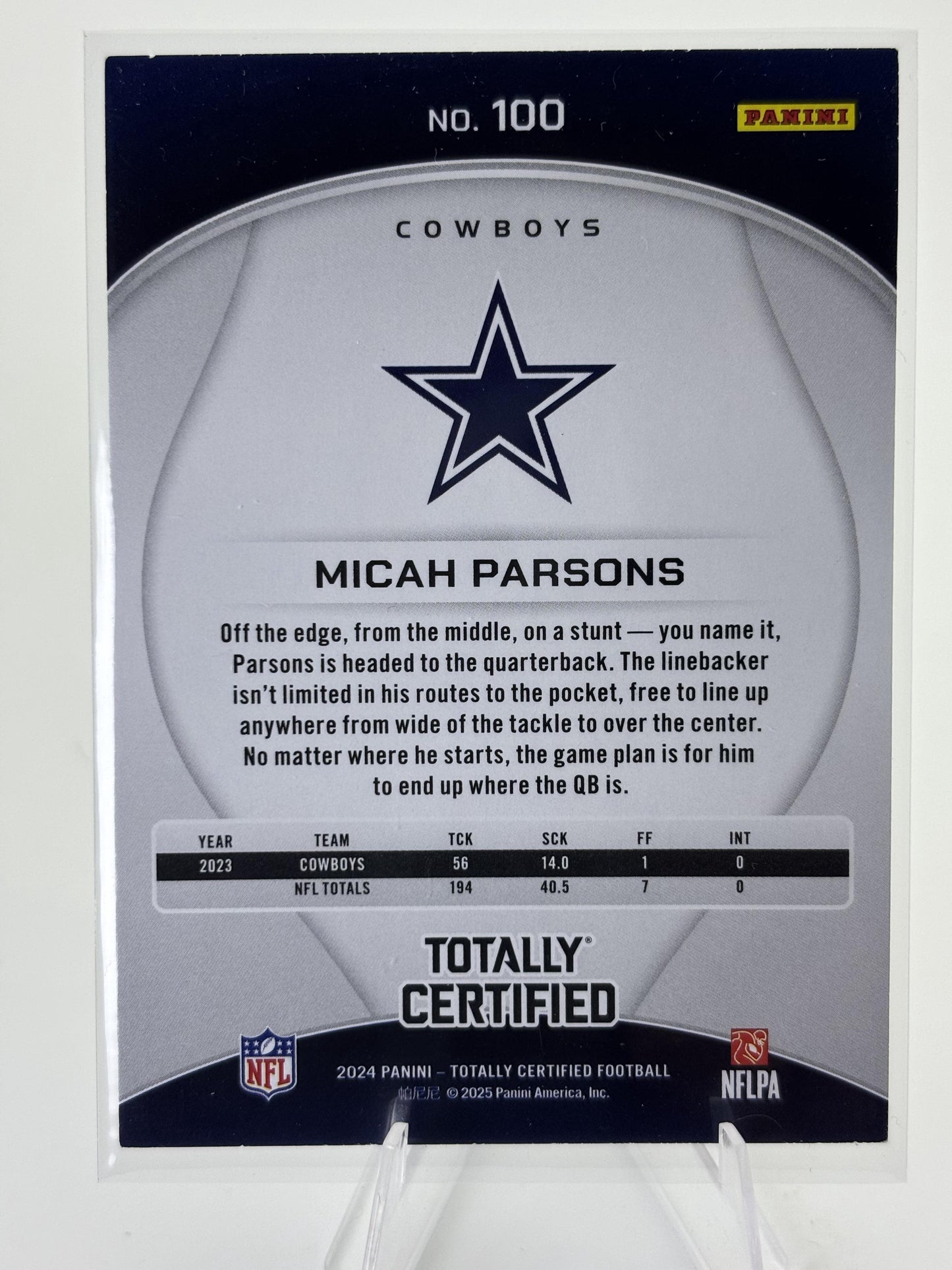 2024 Panini Totally Certified #100 Micah Parsons