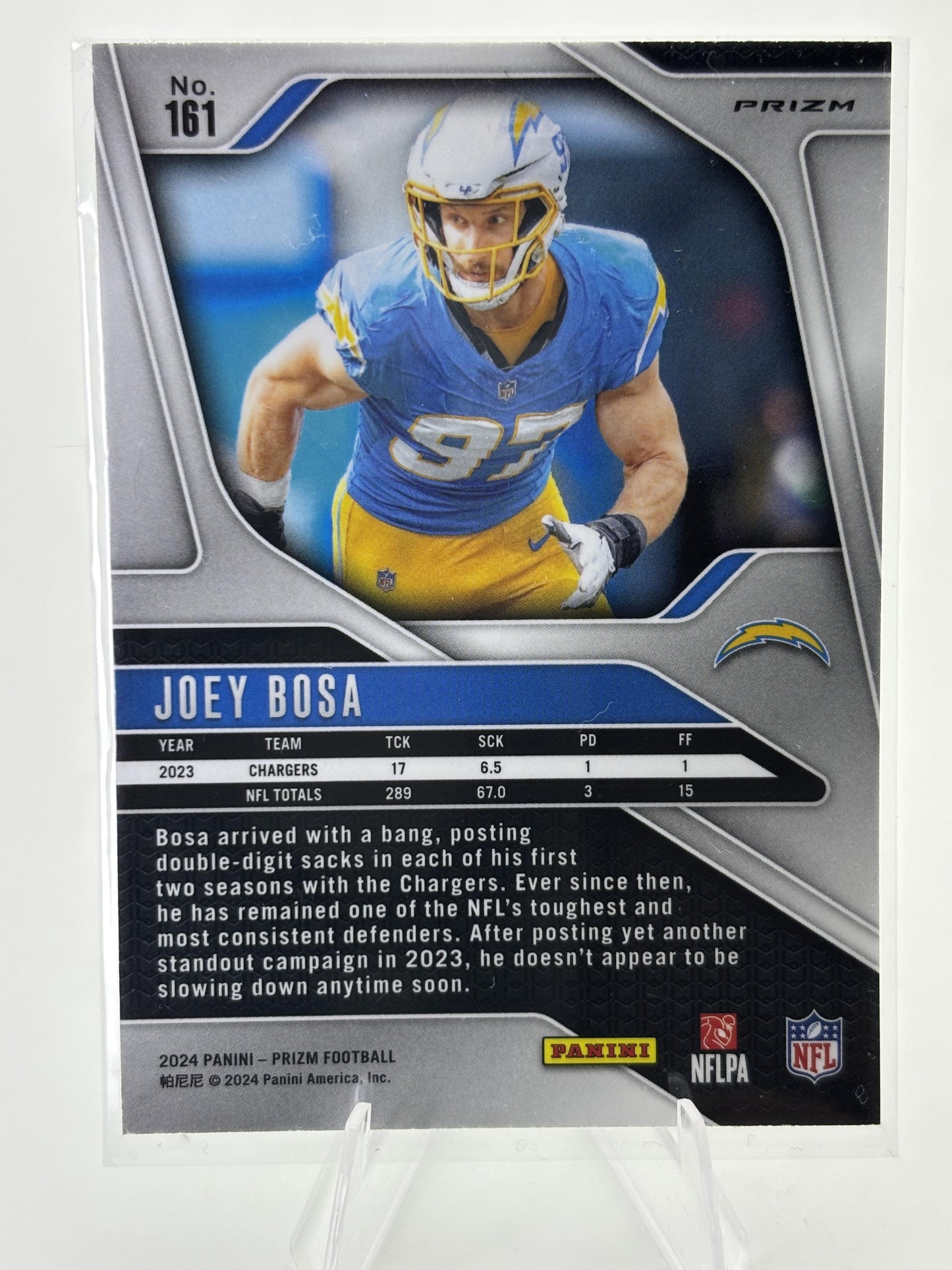 2024 Panini Prizm #161 Joey Bosa Neon Green Pulsar
