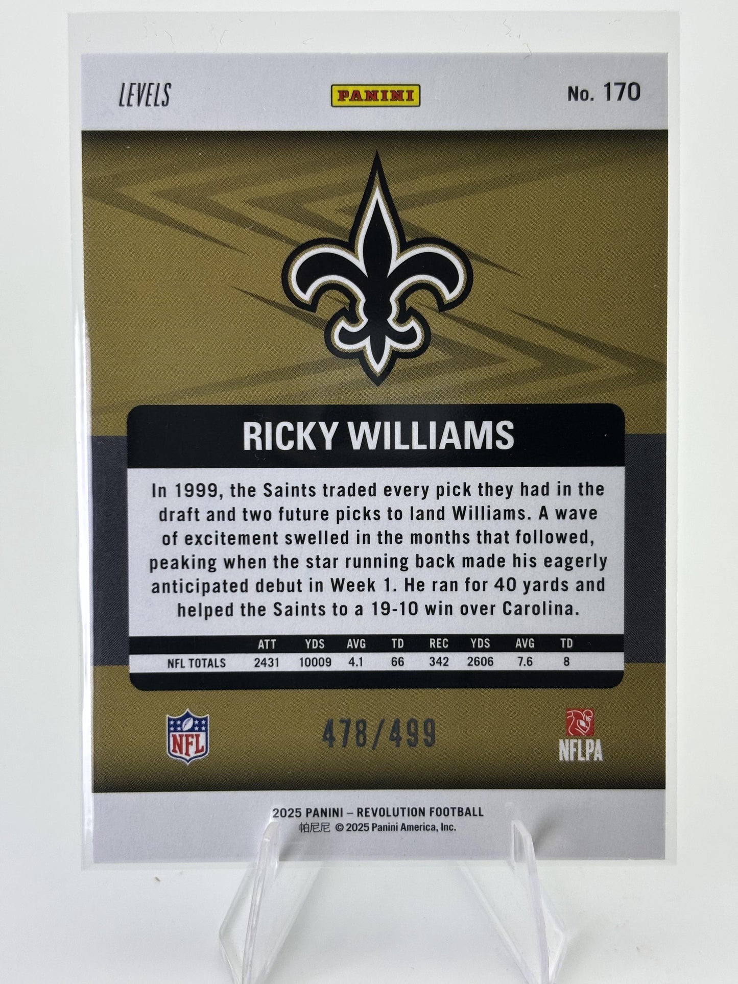 2025 Panini Revolution #170 Ricky Williams Teal Levels #/499