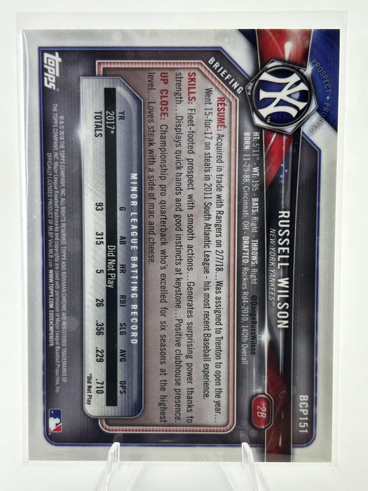 2018 Bowman Chrome Russell Wilson Prospects Purple Shimmer Refractor #/655