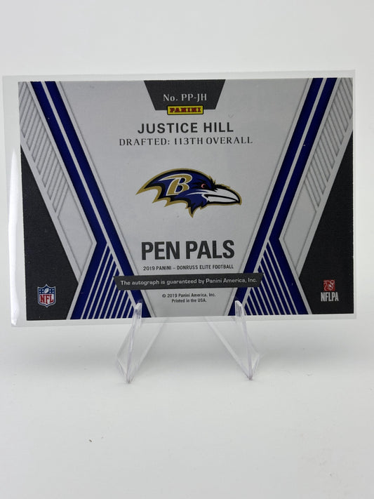 2019 Donruss Elite #PP-JH Justice Hill Pen Pals
