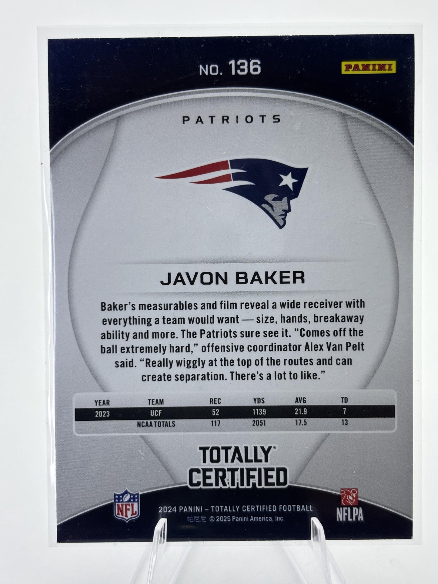 2024 Panini Totally Certified #136 Javon Baker