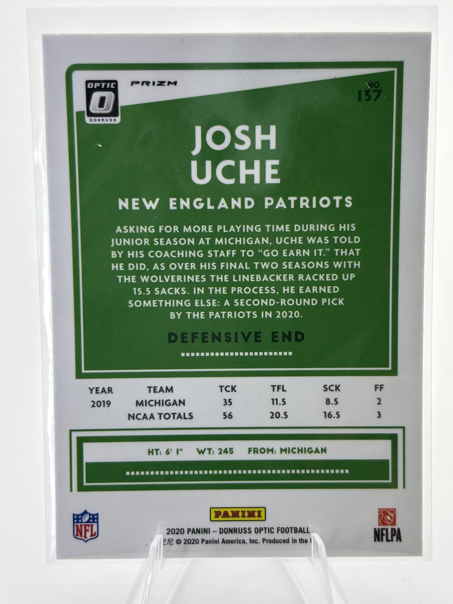 2020 Donruss Optic #137 Josh Uche Blue Scope