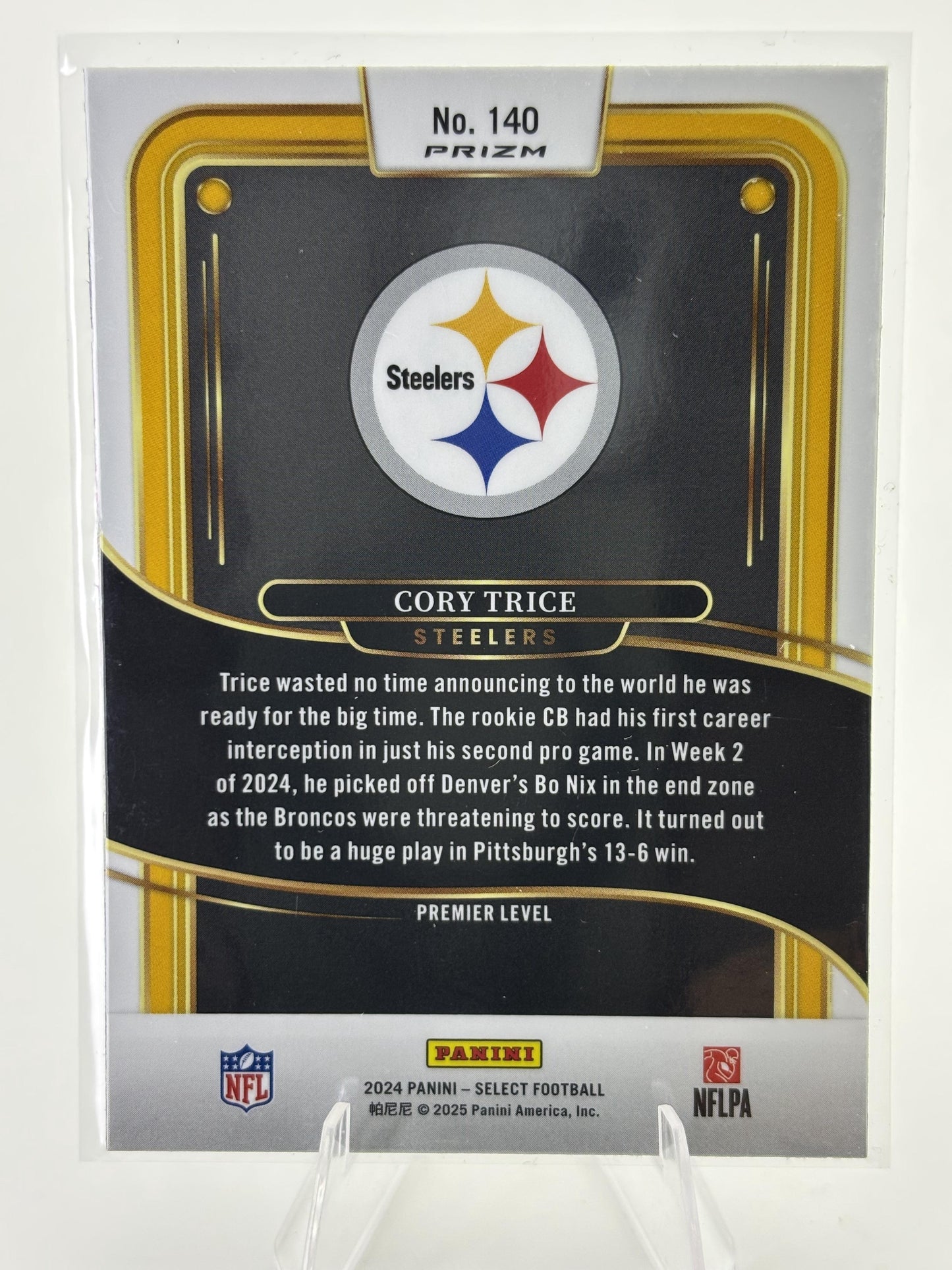 2024 Panini Select #140 Cory Trice Red & Yellow Prizm Shock