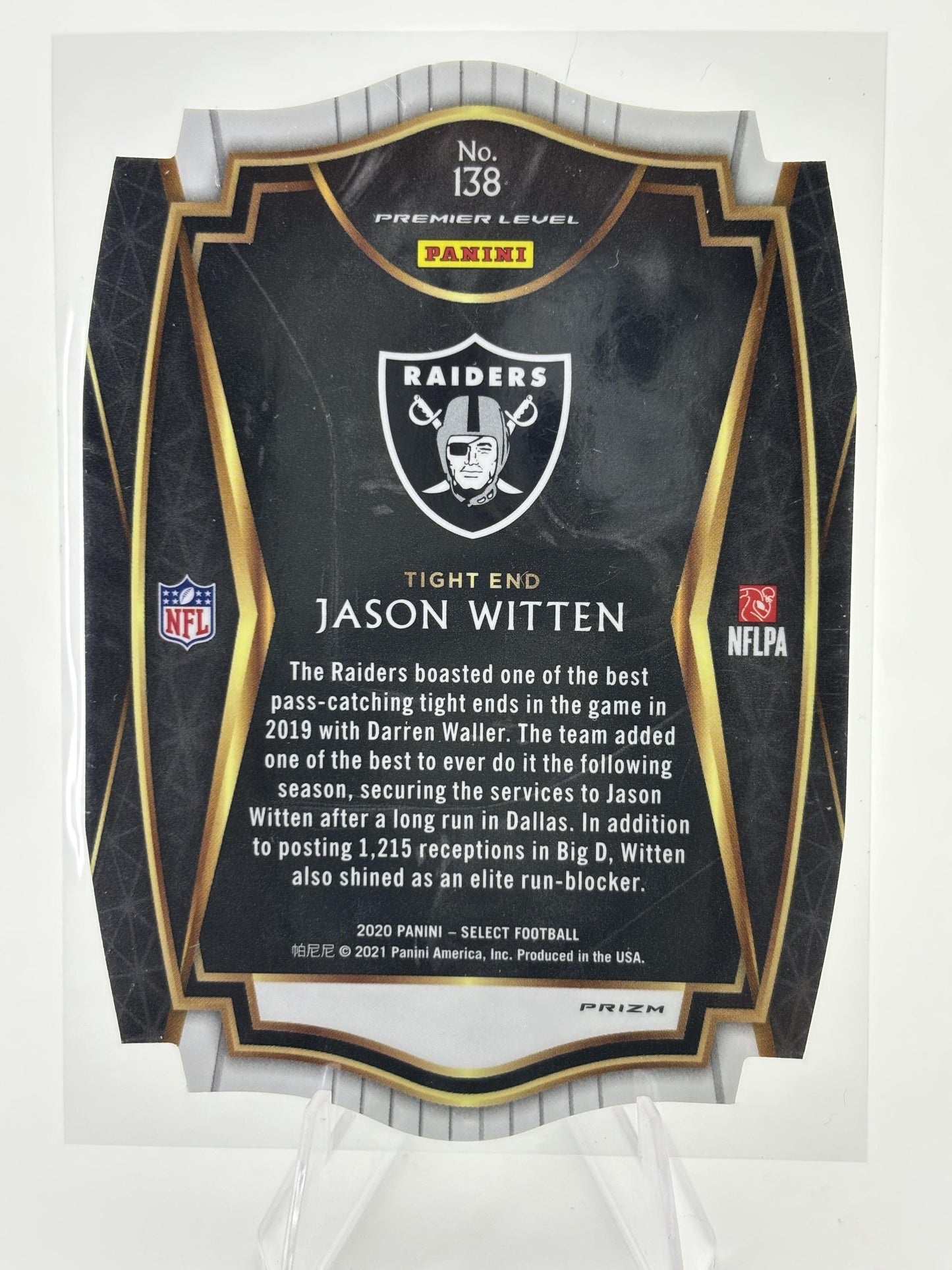 2020 Panini Select #138 Jason Witten White Prizm Die Cut