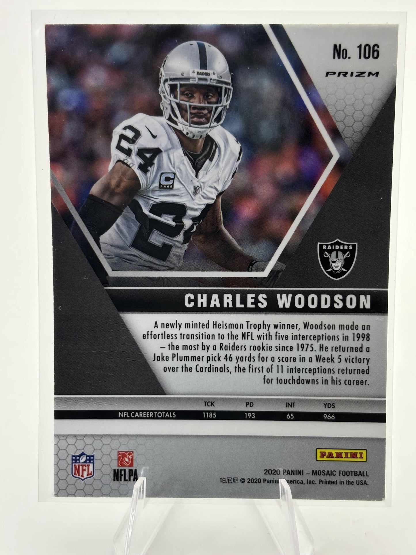 2020 Panini Mosaic #106 Charles Woodson Prizm Green
