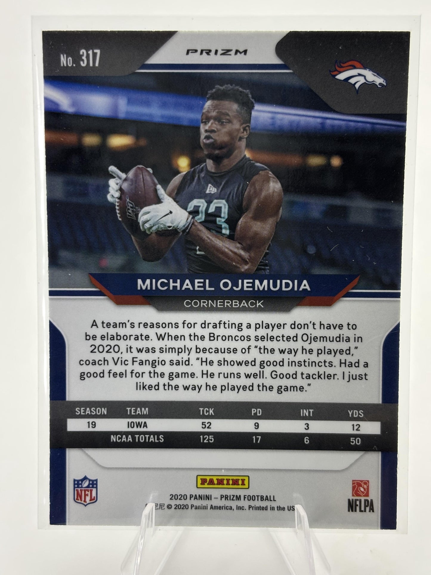 2020 Panini Prizm #317 Michael Ojemudia Prizm Red Ice