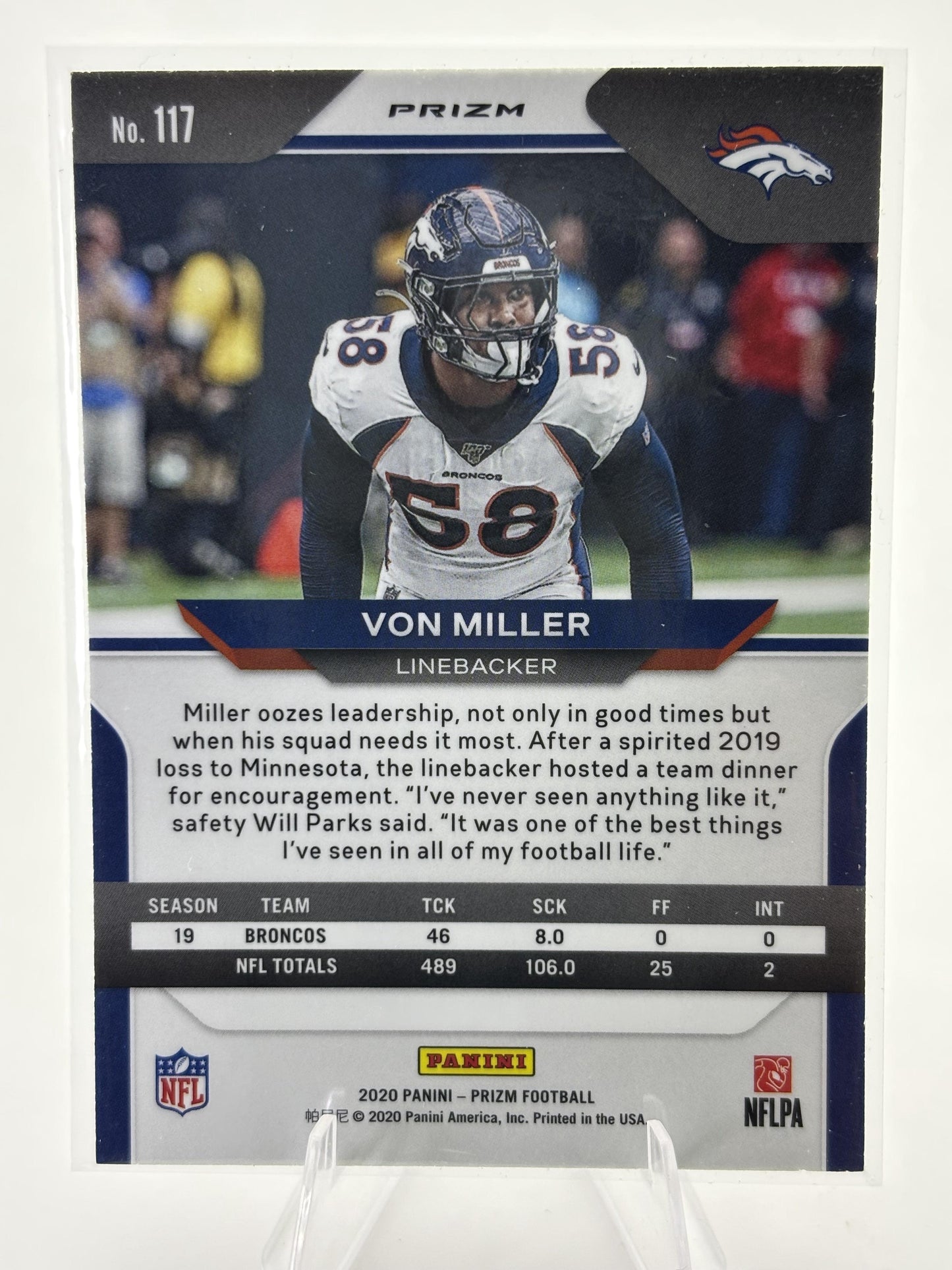 2020 Panini Prizm #117 Von Miller Prizm Pink