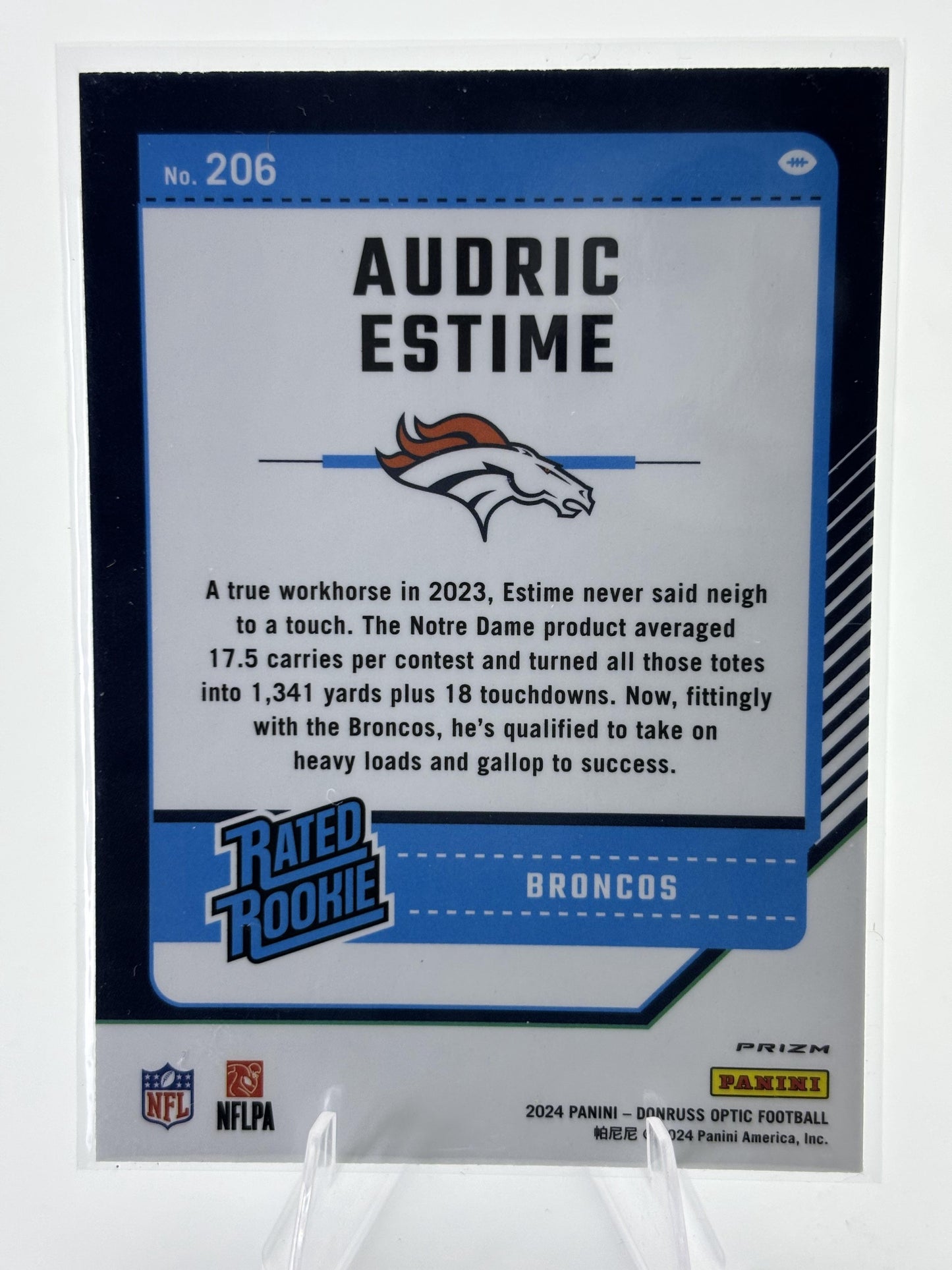 2024 Donruss Optic #206 Audric Estime Blue Hyper