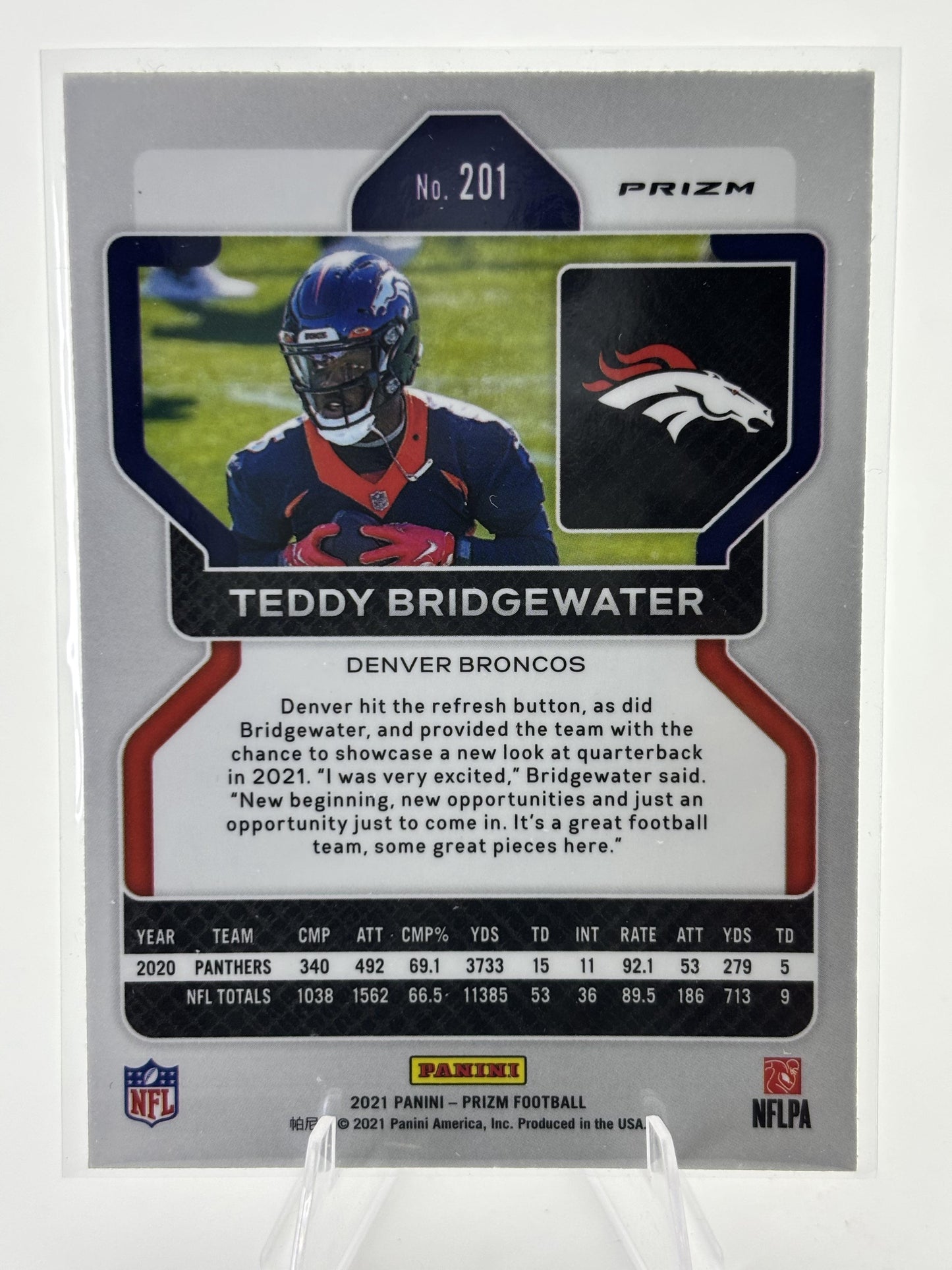 2021 Panini Prizm #201 Teddy Bridgewater Red