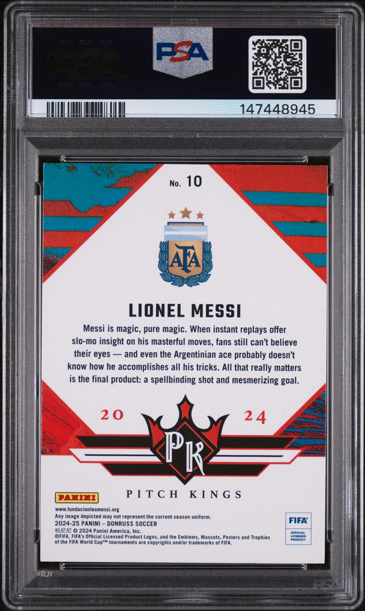 2024-25 Panini Donruss Fifa #10 Lionel Messi Pitch Kings-Silver PSA 9