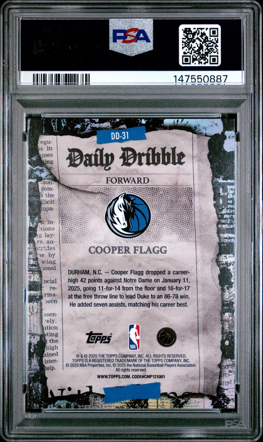 2025 Topps The Daily Dribble #DD-31 Cooper Flagg PSA 9