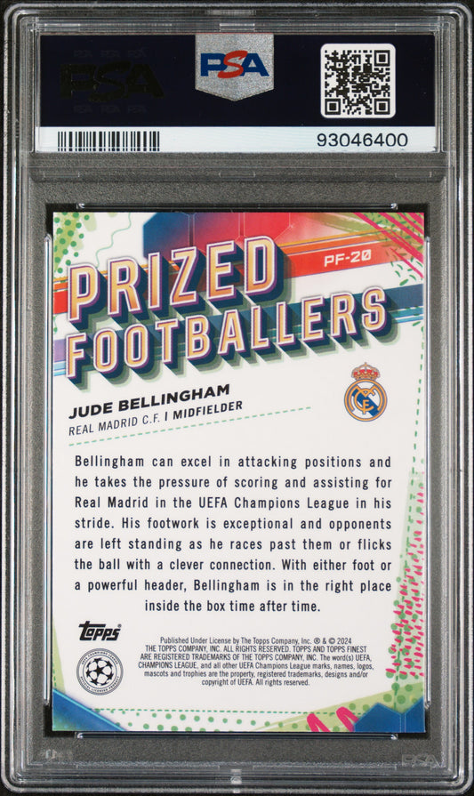2023-24 Topps Finest UCC #PF20 Jude Bellingham Prized Footballer PSA 10