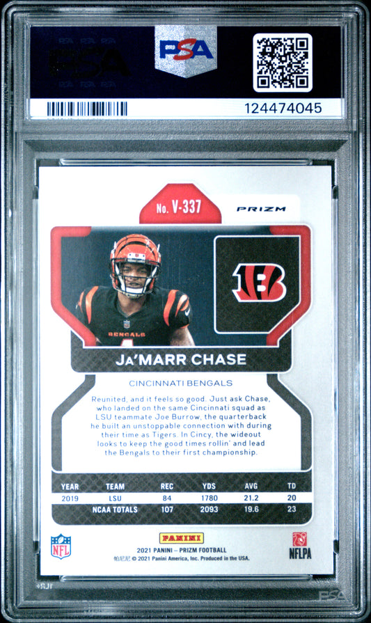 2021 Panini Prizm #V337 Ja'Marr Chase Variation-Silver Prizm PSA 8