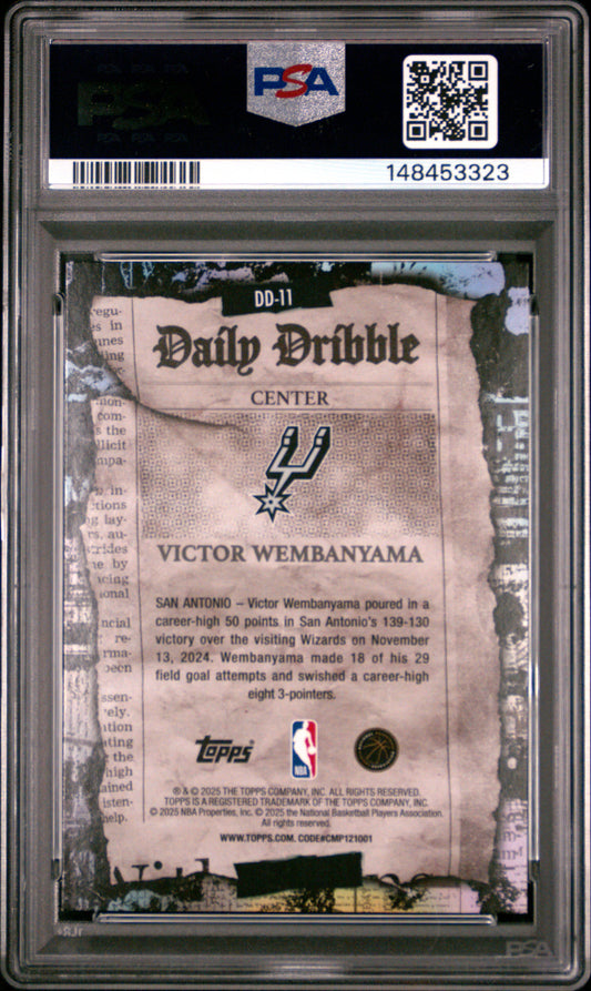 2025 Topps The Daily Dribble #DD-11 Victor Wembanyama PSA 9