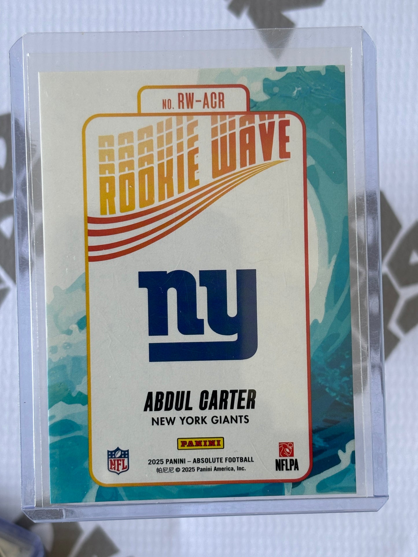 2025 Panini Absolute Football – Abdul Carter Rookie Wave RC (RW-ACR) | New York Giants