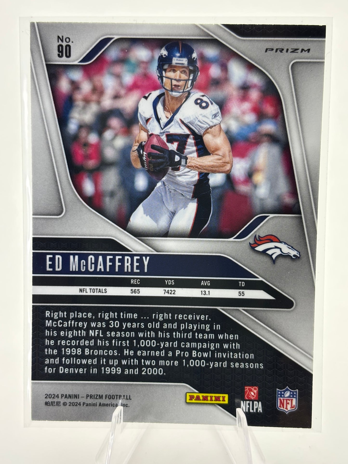 2024 Panini Prizm #90 Ed McCaffrey Orange Lazer