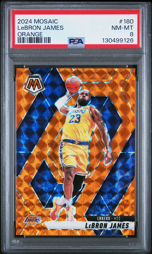 2024-25 Panini Mosaic #180 LeBron James Orange Mosaic PSA 8 #/249