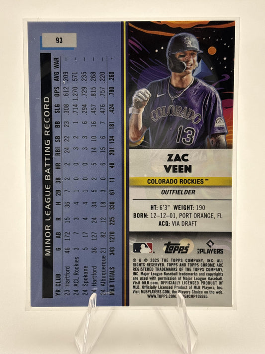 2025 Topps Chrome Cosmic #93 Zac Veen