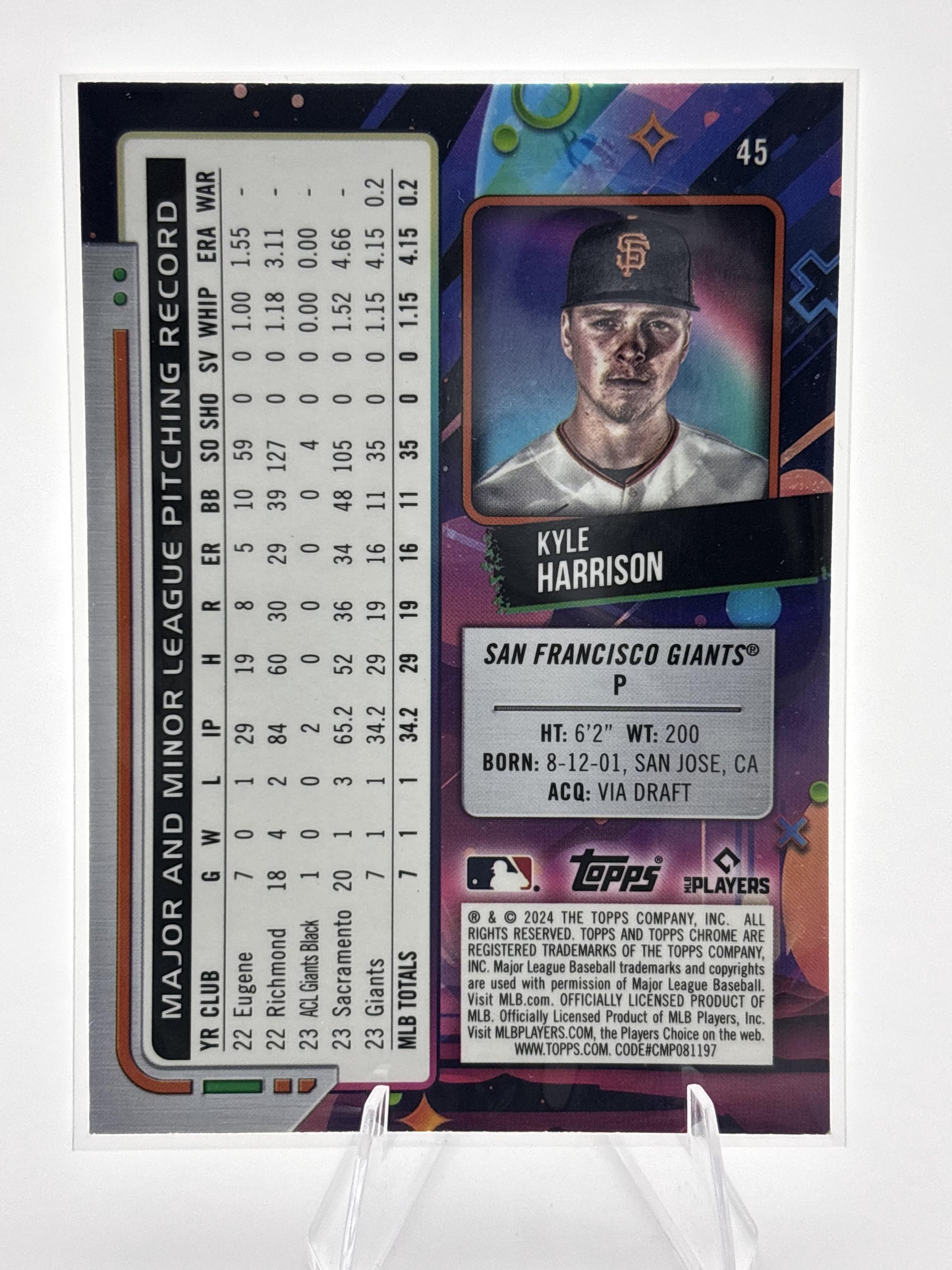 2024 Topps Chrome Cosmic #45 Kyle Harrison