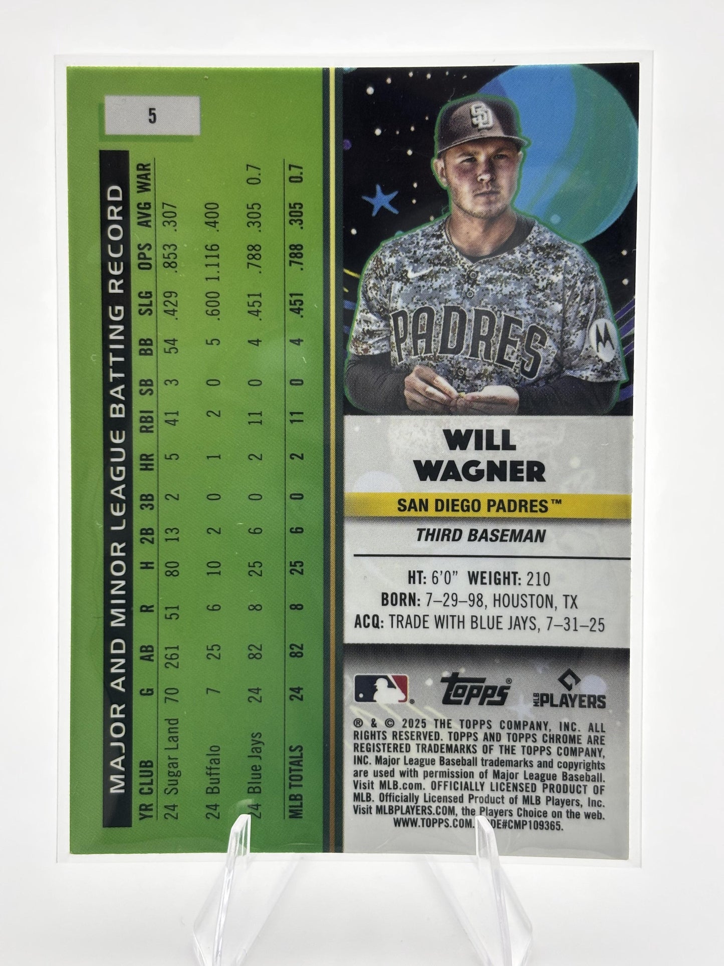 2025 Topps Chrome Cosmic #5 Will Wagner
