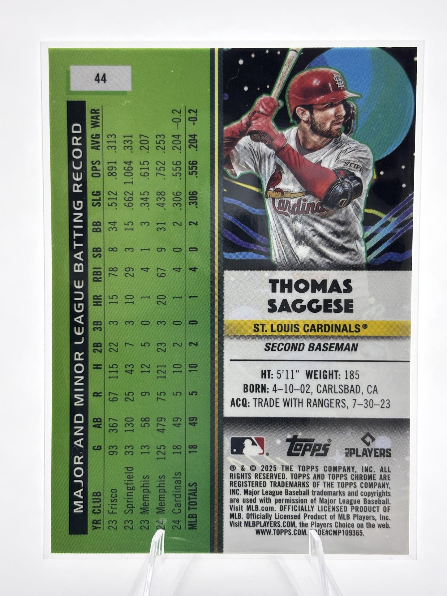 2025 Topps Chrome Cosmic #44 Thomas Saggese