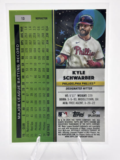 2025 Topps Chrome Cosmic #13 Kyle Schwarber Refractor