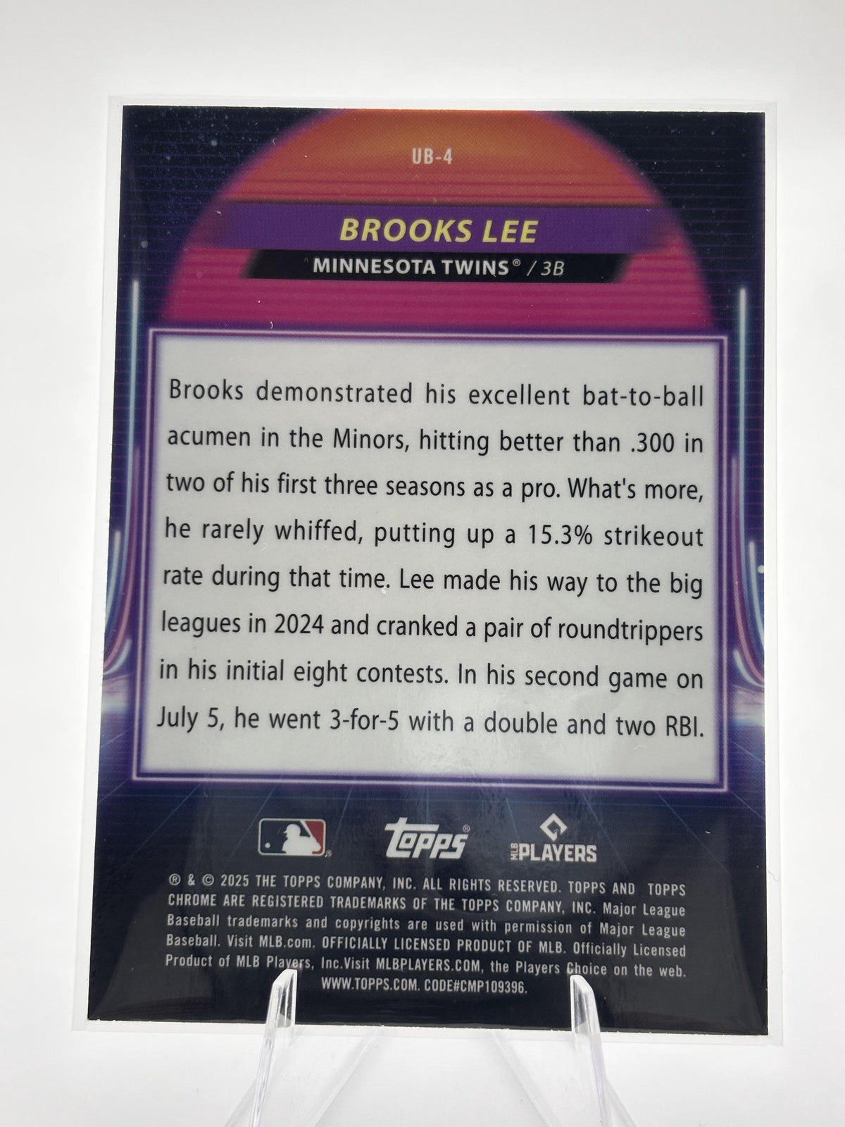 2025 Topps Chrome Cosmic #UB-4 Brooks Lee Ultraviolet Beam