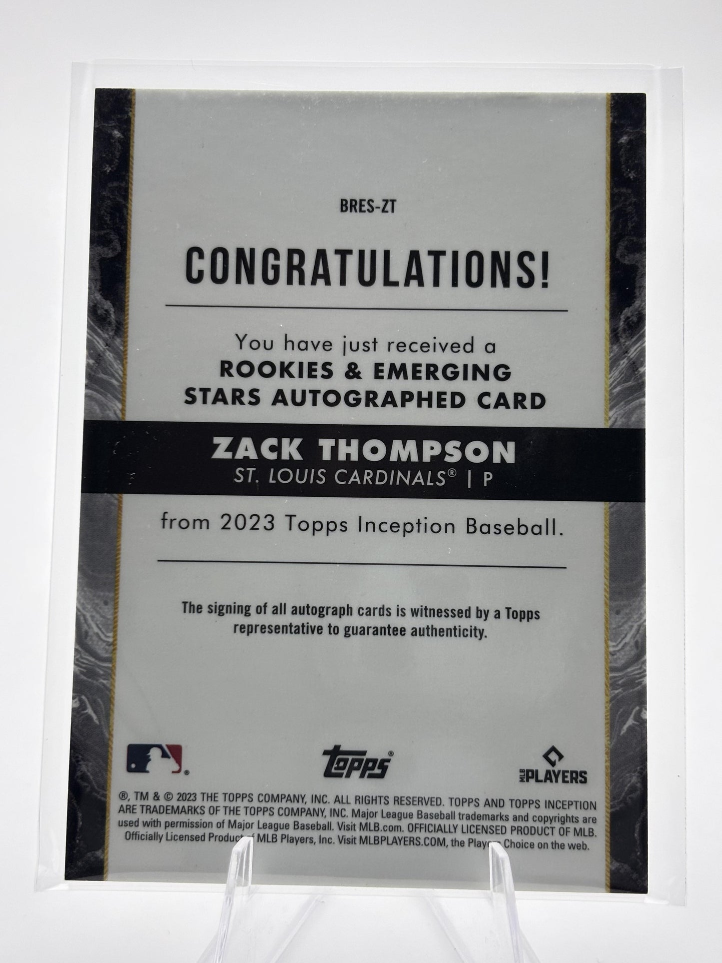 2023 Topps Inception #BRES-ZT Zack Thompson  #/50
