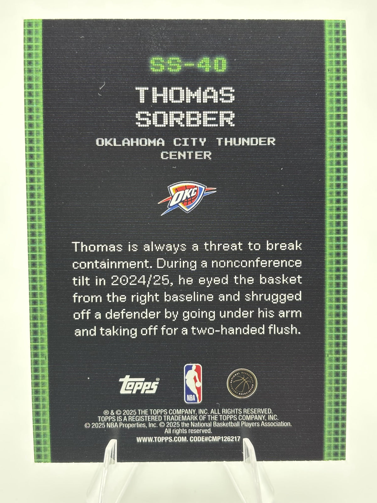 2025-26 Topps #SS-40 Thomas Sorber Scan and Slam