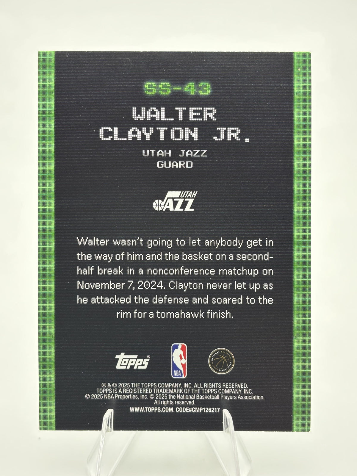 2025-26 Topps #SS-43 Walter Clayton Jr. Scan and Slam