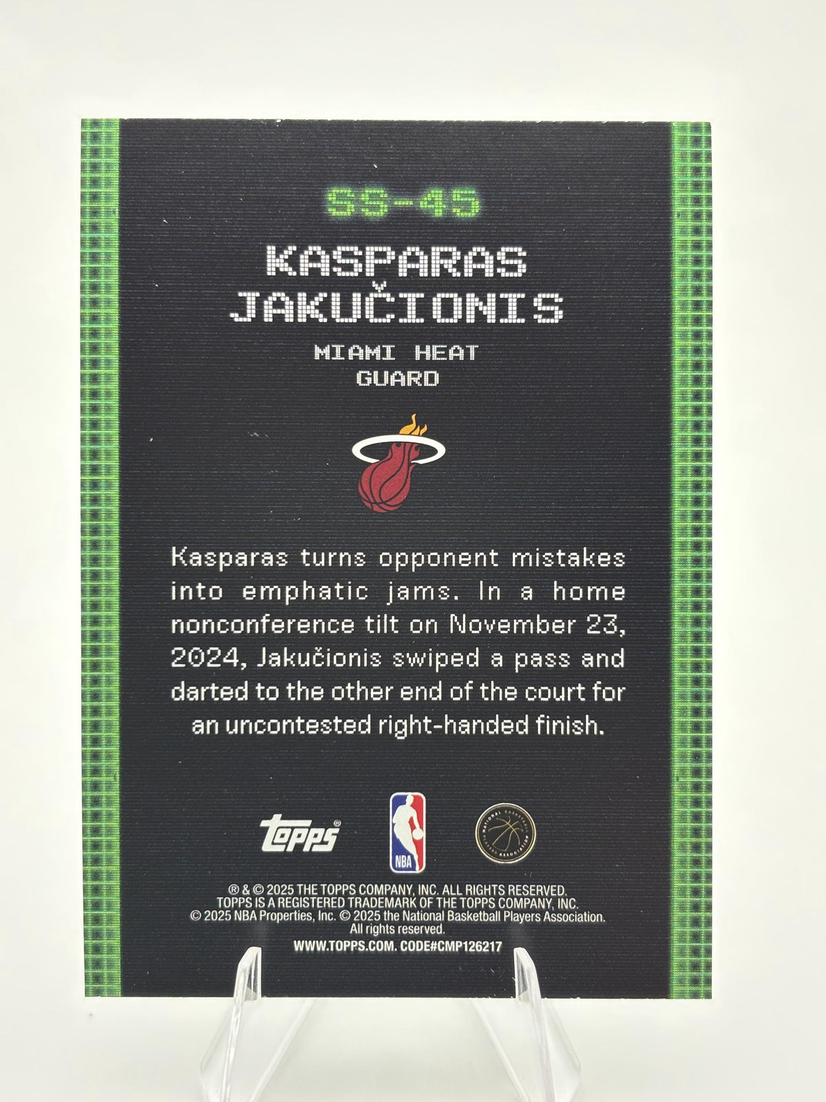 2025-26 Topps #SS-45 Kasparas Jakucionis Scan and Slam