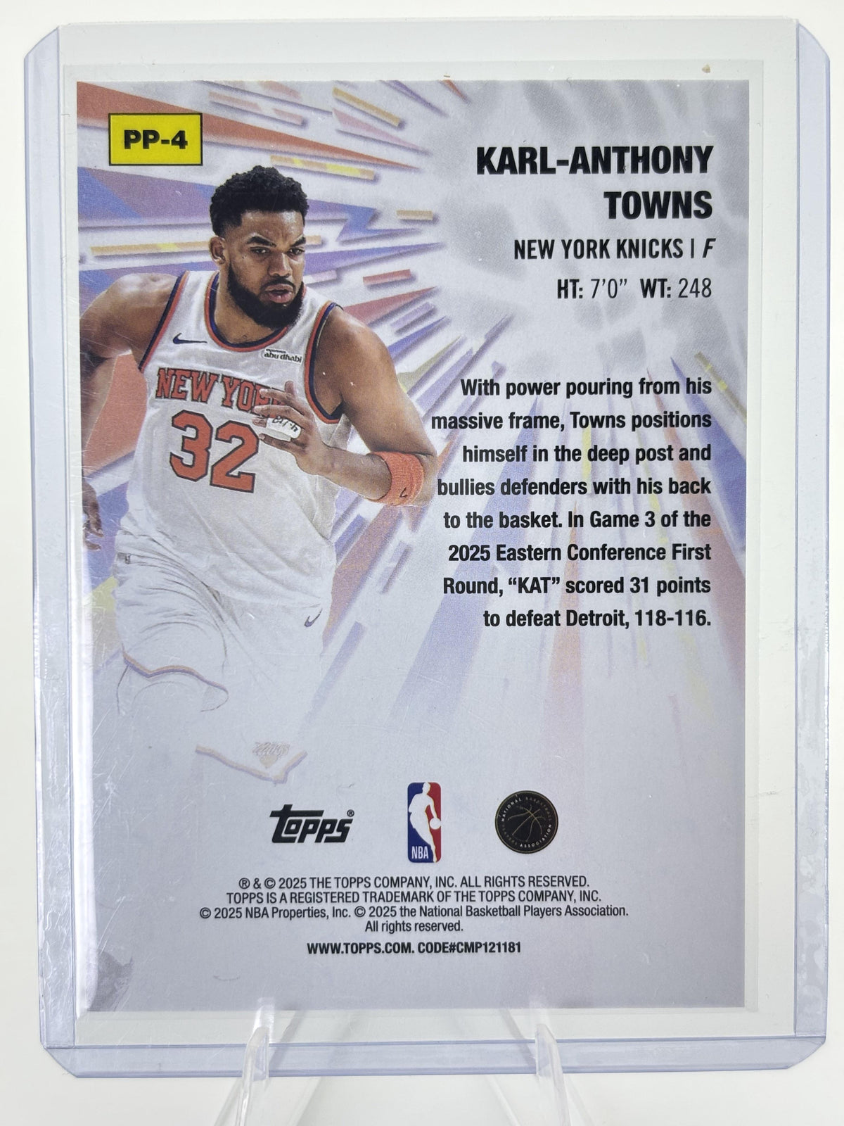 2025-26 Topps #PP-4 Karl-Anthony Towns Power Players Holo Foil