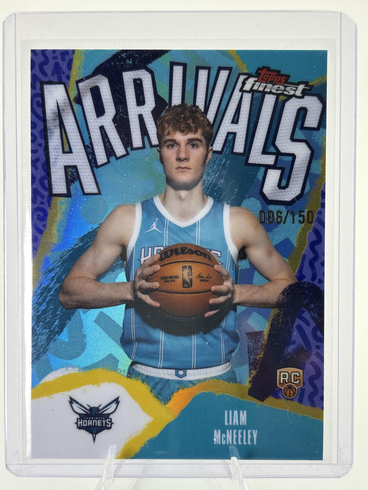 2025-26 Finest #A-29 Liam McNeeley Arrivals Sky Blue Refractor #/150