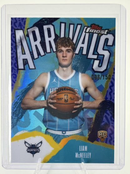 2025-26 Finest #A-29 Liam McNeeley Arrivals Sky Blue Refractor #/150