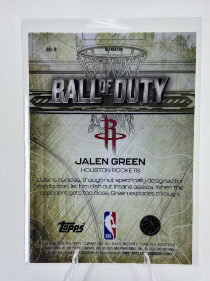 2025-26 Topps Chrome #BD-8 Jalen Green Ball of Duty Refractor