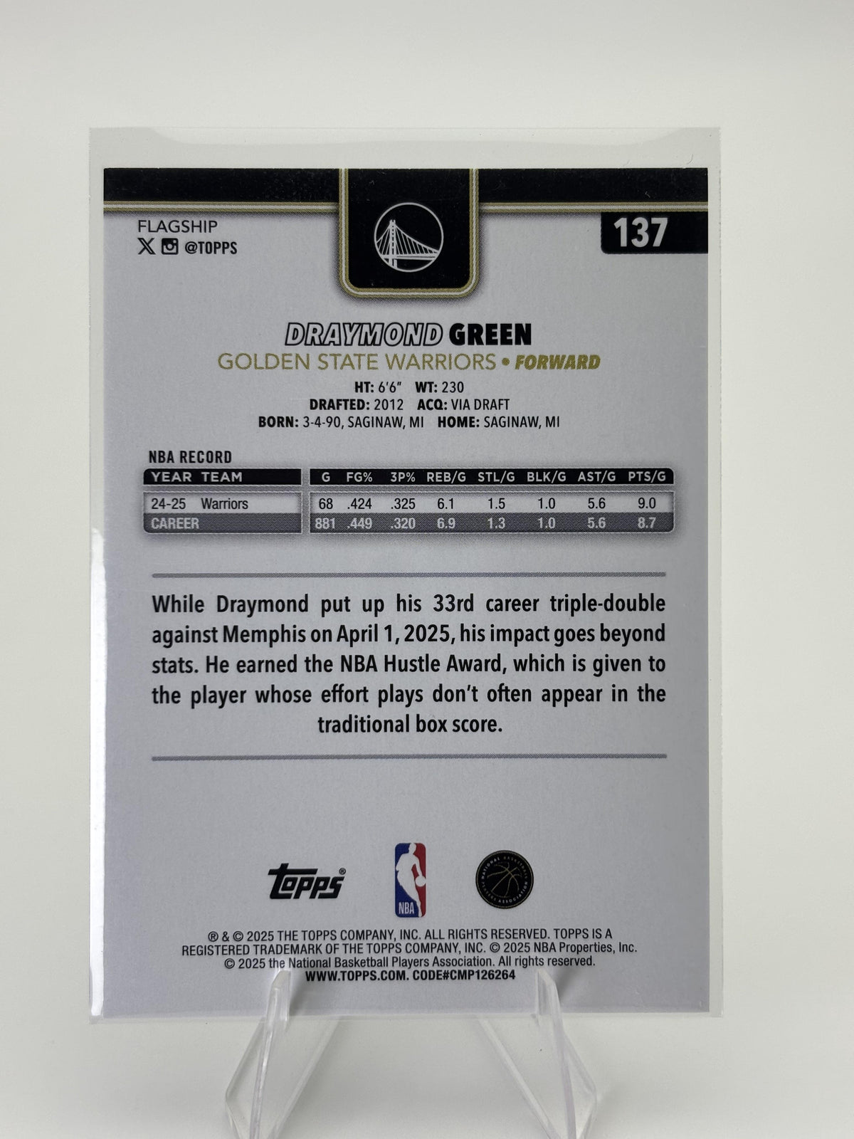 2025-26 Topps #137 Draymond Green Blackout