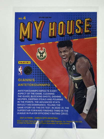 2021-22 Donruss Optic #4 Giannis Antetokounmpo My House Holo
