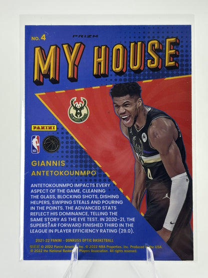 2021-22 Donruss Optic #4 Giannis Antetokounmpo My House Purple