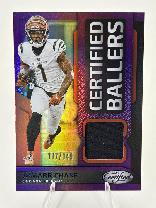 2025 Panini Certified Ja'Marr Chase Certified Ballers Mirror Purple #/149